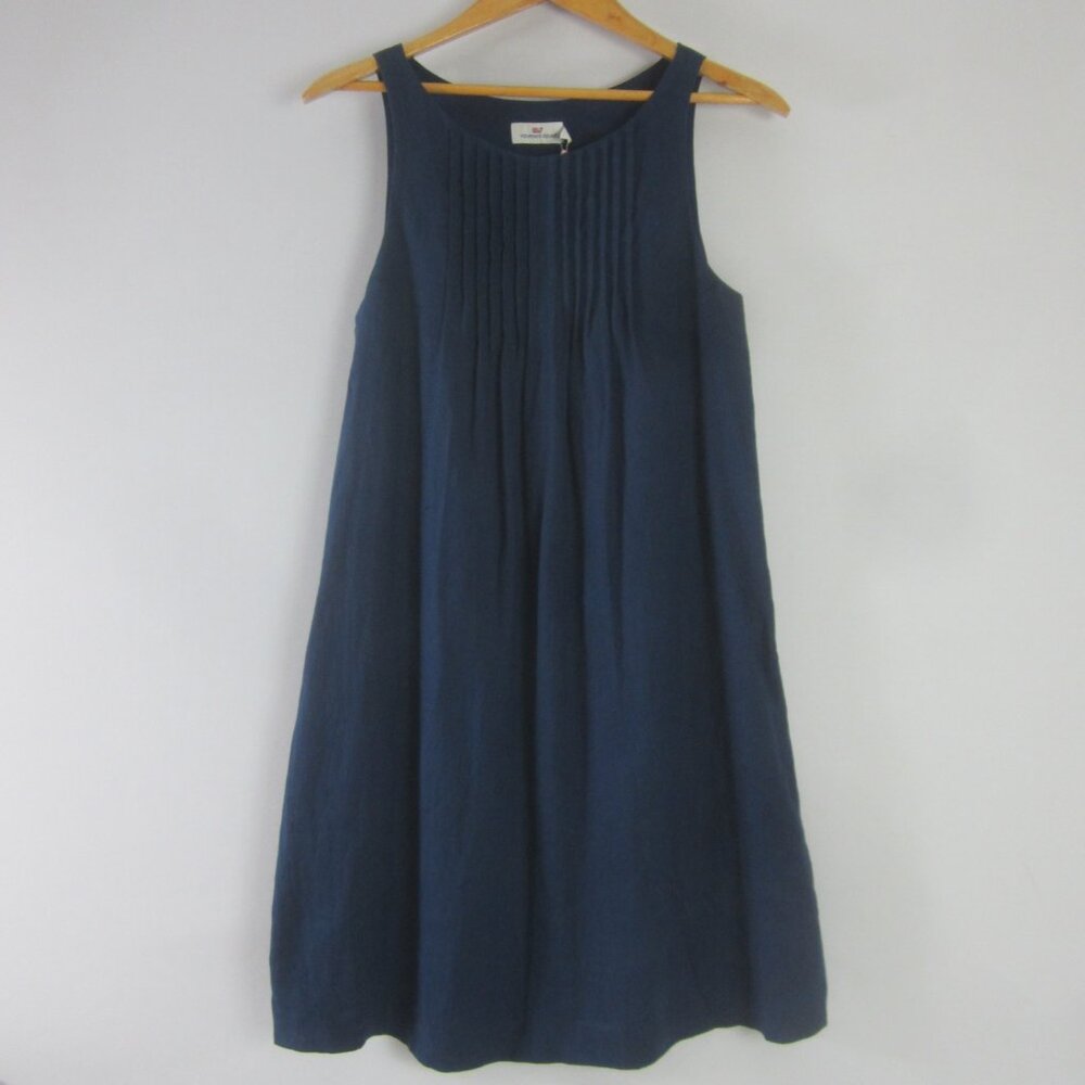 Vineyard Vines Navy Sleeveless Pintuck Midi Dress